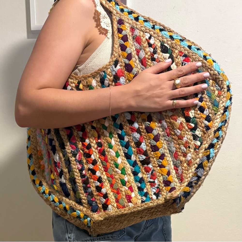 Multicolor Woven Tote Bag